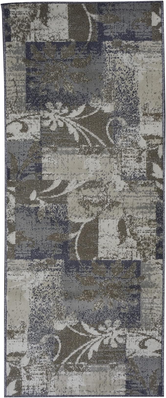Stylish Pastiche Contemporary Floral Patchwork Area Rug - Non-Slip Indoor Runner for Living Room, Bedroom & Hallway Decor