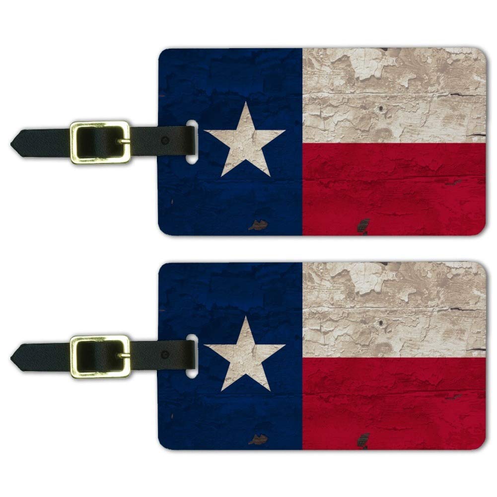 Vintage Distressed Texas State Flag Luggage Tags - Set of 2 Personalized Carry-On ID Cards for Travel | Perfect for Suitcases, Backpacks & Duffle Bags