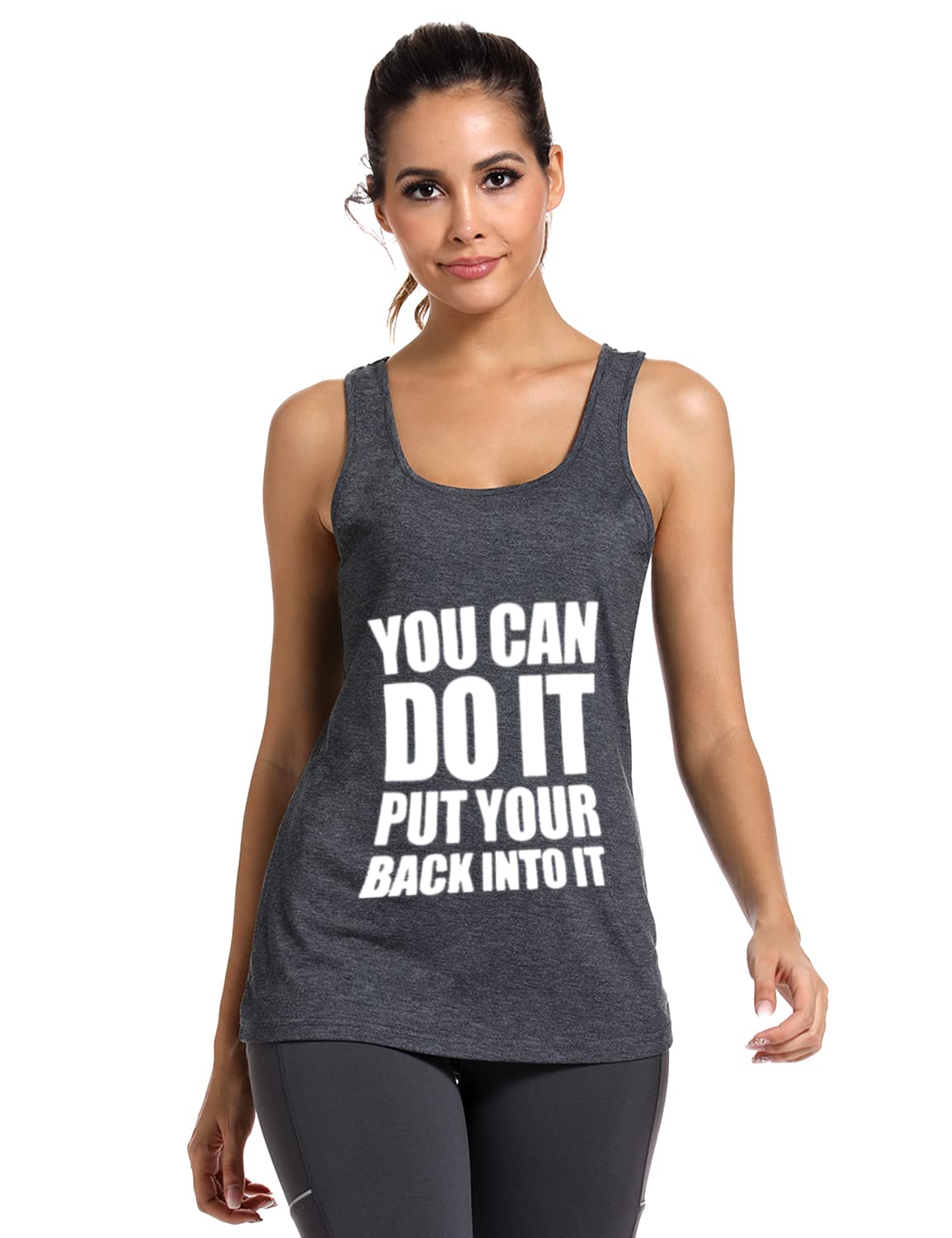 Funny 'You Can Do It' Workout Tank Tops for Women - Racerback Sleeveless Gym Shirts | Perfect for Fitness, Yoga & Running