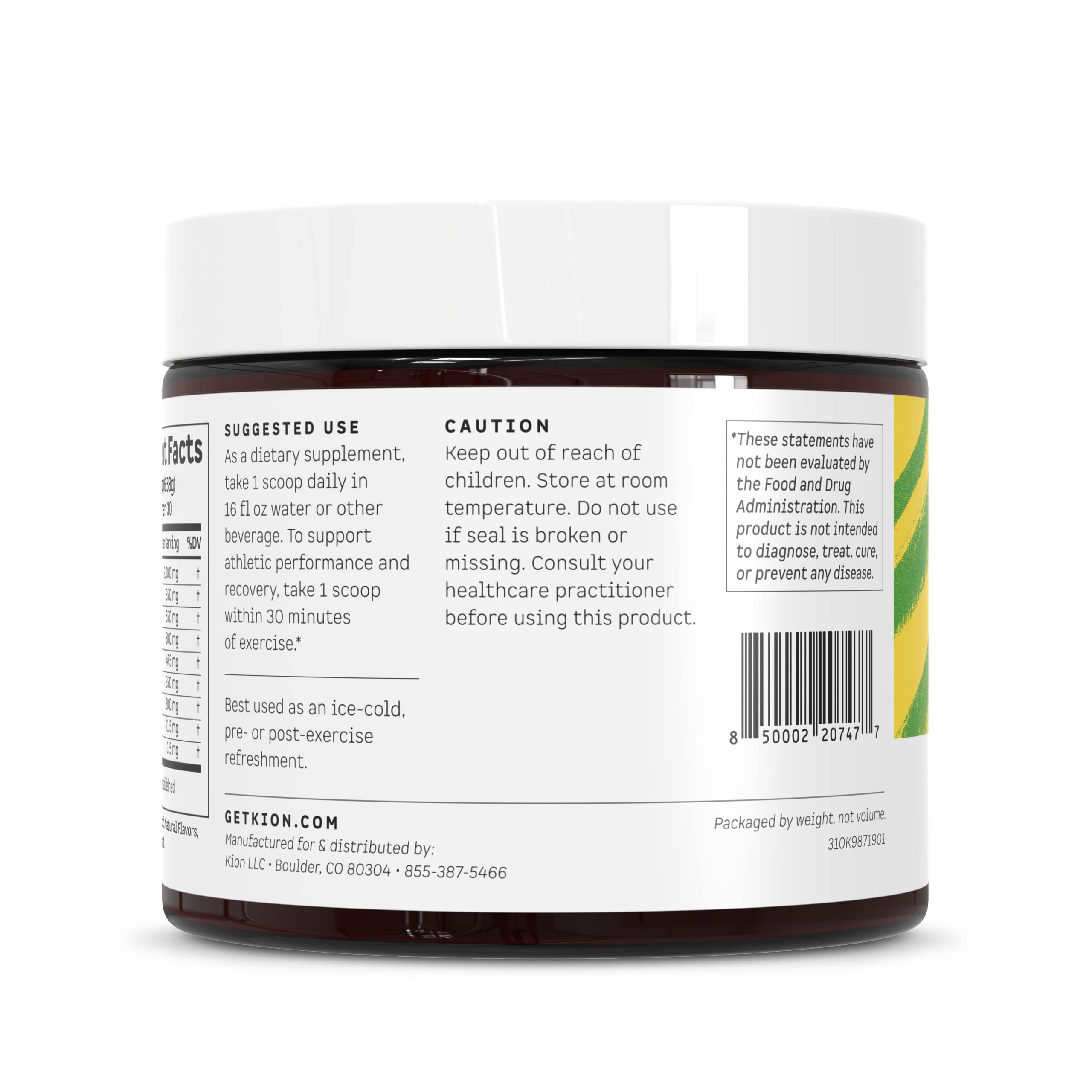 Kion Aminos Essential Amino Acids Powder - Caffeine-Free BCAA & EAA Supplement for Energy & Muscle Recovery - Cool Lime Flavor (30 Servings) | Ideal for Workouts, Post-Exercise Recovery & Active Lifestyle