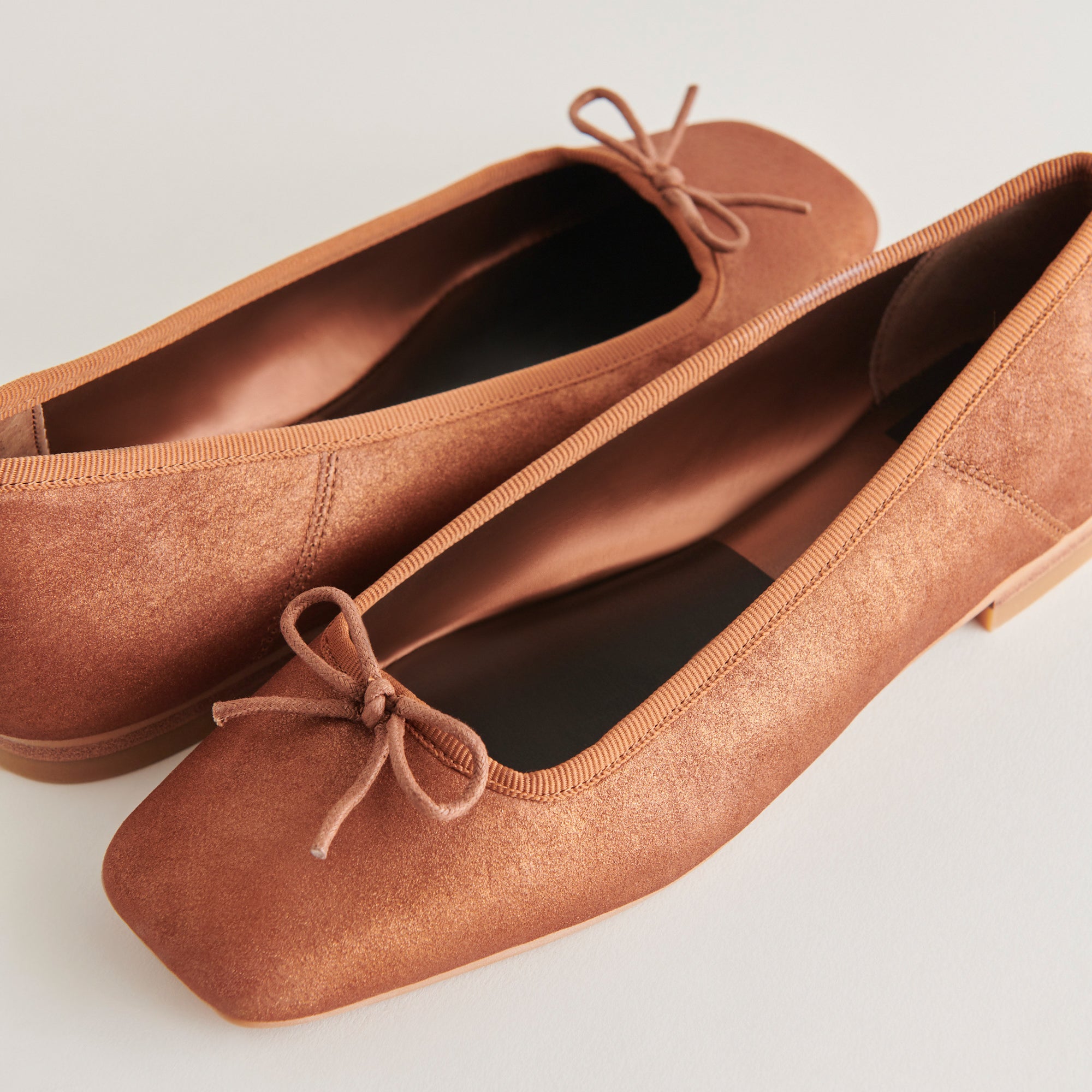 ANISA Ballet Flats for Women - Copper Metallic Suede Comfortable Slip-On Shoes | Perfect for Work, Casual Wear & Dance