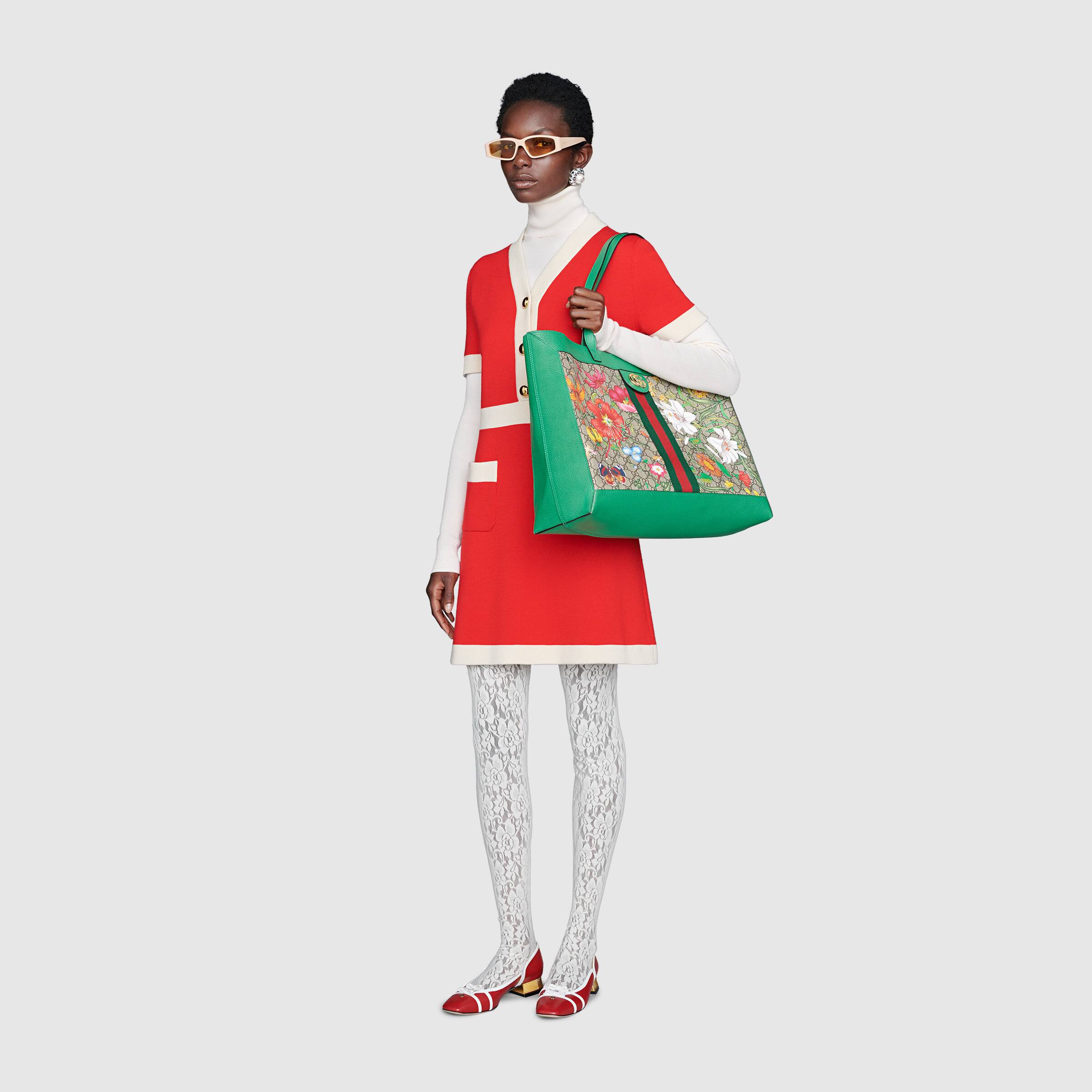 Gucci Ophidia GG Flora Medium Tote Bag in Green - Luxury Designer Handbag for Women, Perfect for Work, Travel & Everyday Use