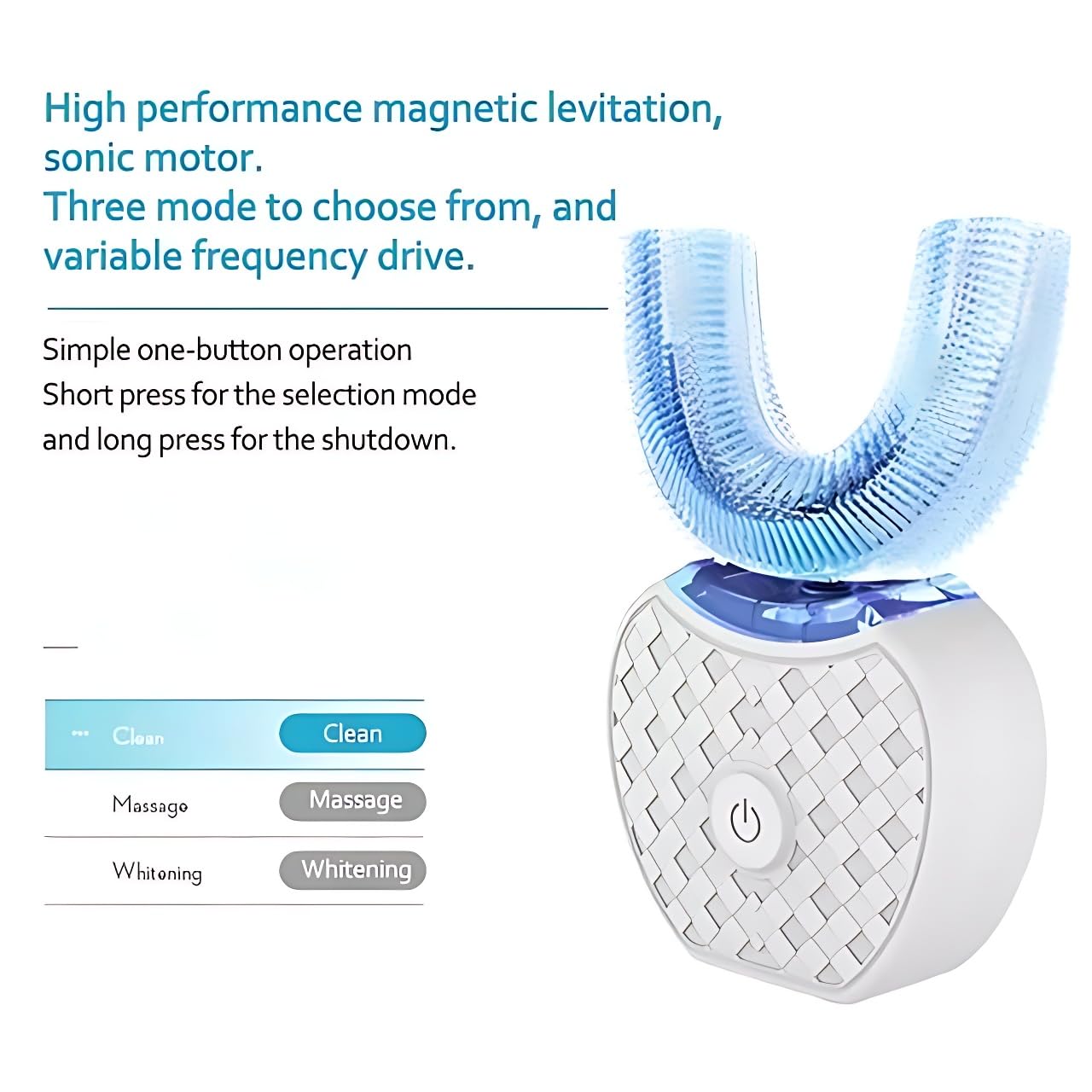 U-Shaped Automatic Toothbrush for Adults - 360° Ultrasonic Teeth Whitening Electric Toothbrush with Wireless Charging & LED Light - IPX7 Waterproof Certified - Perfect for Travel, Home Use, and Oral Care Gifts