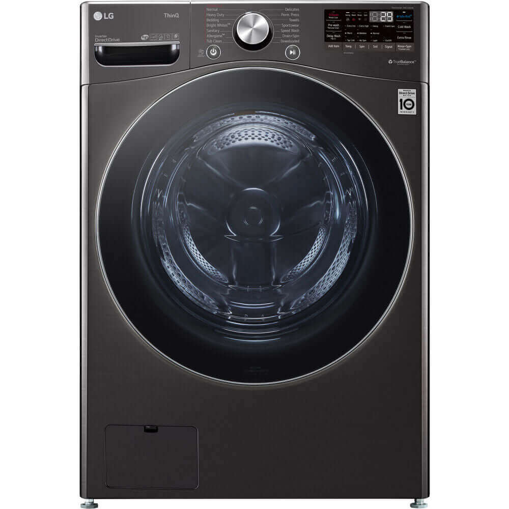 LG WM4200HBA 27 Inch 5.0 Cu Ft Smart Front Load Washing Machine - Energy Efficient Black Steel Washer for Large Laundry Loads | Perfect for Family Homes & Apartments