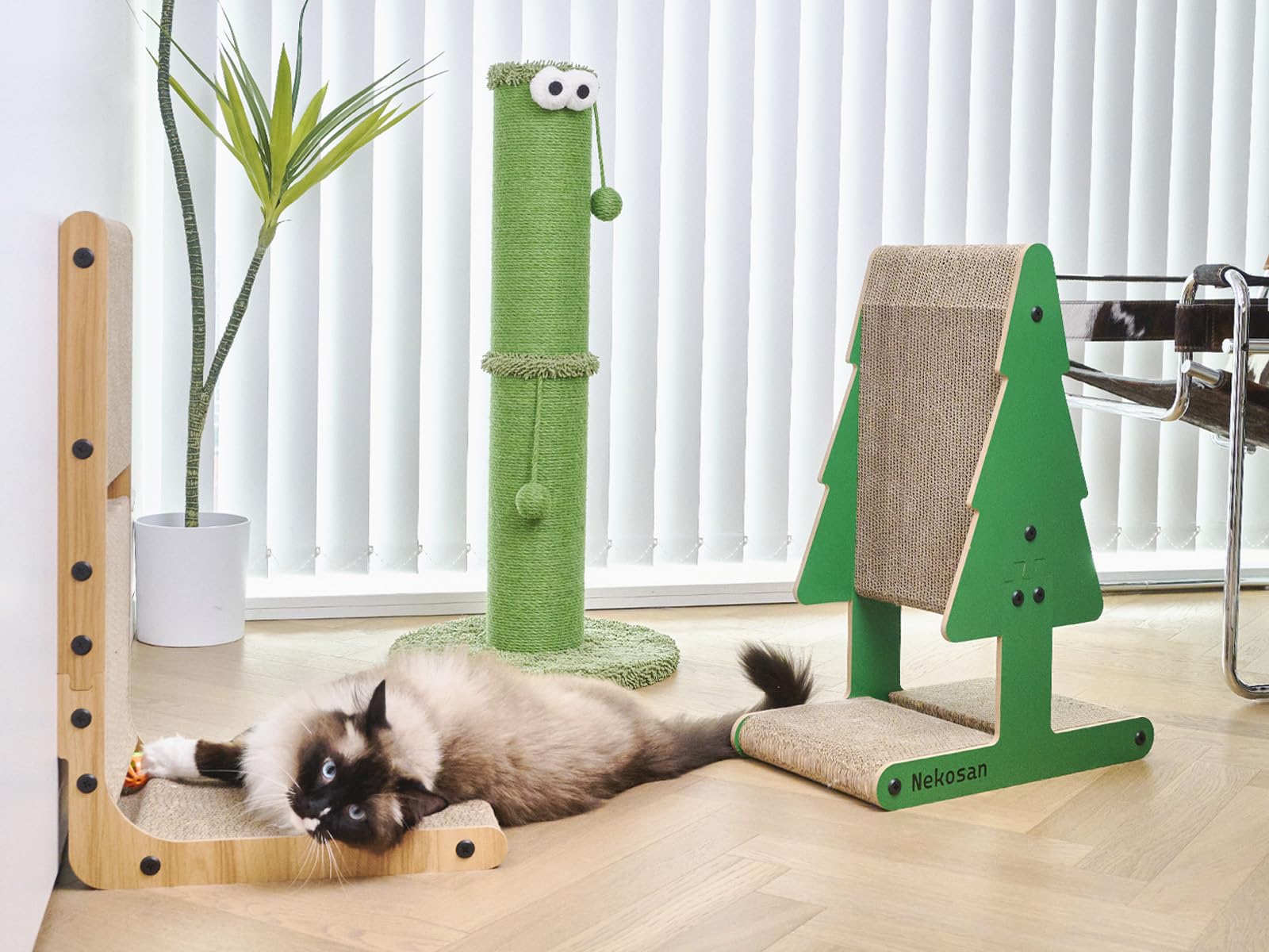 Premium L-Shaped Cat Scratching Post with 2 Cat Ball Toys - Wall & Couch Protector for Indoor Cats - Durable Cat Scratcher Board for Play & Furniture Protection - Perfect for Home, Office & Pet-Friendly Spaces