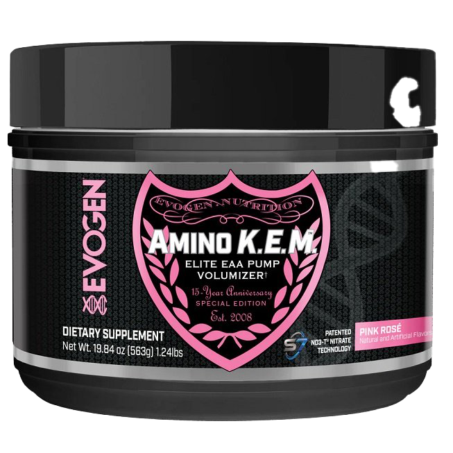 Evogen Amino K.E.M. EAA Essential Amino Acid Supplement - Pink Rose Flavor 563g for Muscle Recovery & Performance Boost | Pre-Workout & Post-Workout Drink
