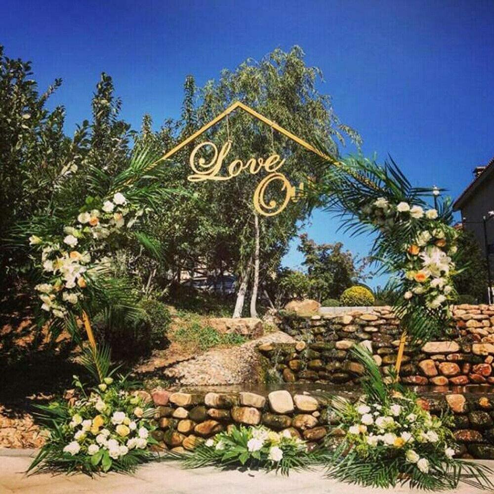 2.5M Large Gold Wedding Arch - Geometric Metal Iron Frame for Outdoor Ceremony, Garden Entrance, Photo Booth Backdrop - Perfect for Weddings, Parties, and Events Decorations