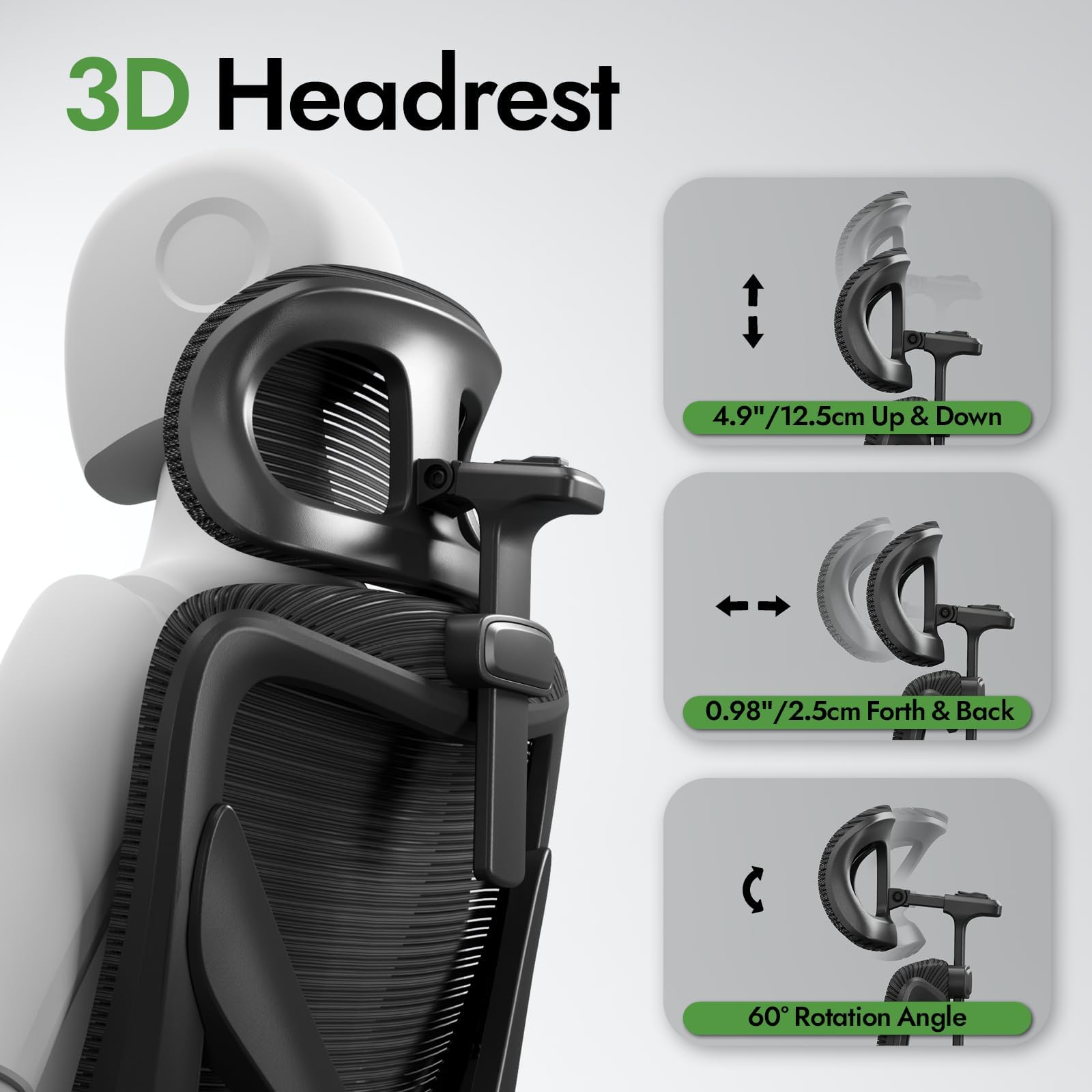 Ergonomic Office Chair with Lumbar Support & Headrest - Adjustable X-Shaped Computer Desk Chair for Home Office, Gaming & Work - Breathable Mesh Back, Comfortable Seat (Black) - Perfect for Long Hours Sitting, Online Meetings & PC Gaming
