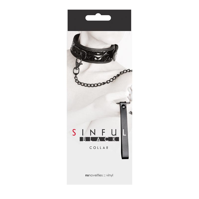 Sinful Vinyl Dog Collar - Black Adjustable Pet Collar for Small Medium Large Dogs - Perfect for Training, Walking & Fashion Accessories