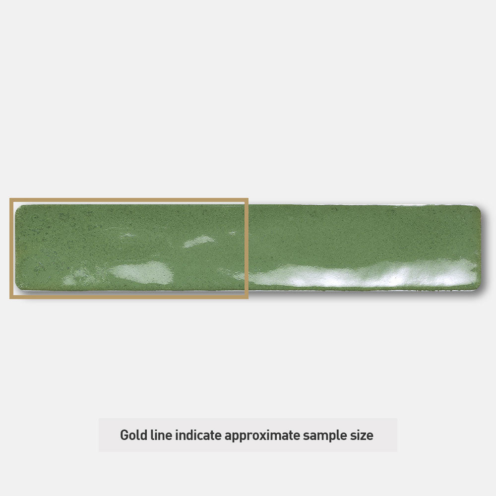 Handmade Mykonos Emerald Green 50X250 Zellige Gloss Subway Tile - Perfect for Kitchen Backsplash, Bathroom Walls & Mediterranean Style Home Decor