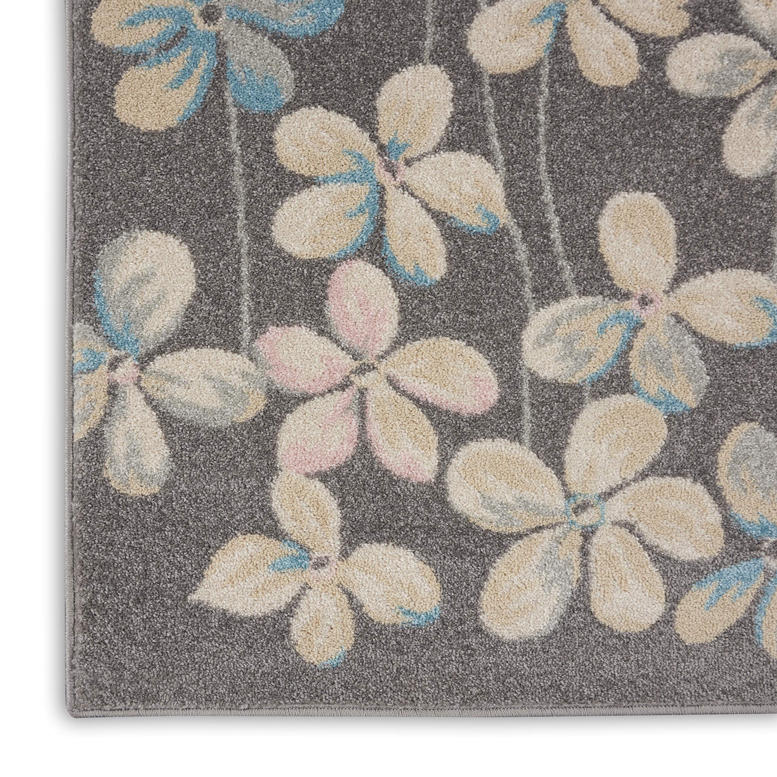 Nourison Tranquil Floral Grey/Beige 8' x 10' Area Rug - Easy to Clean, Non-Shedding, Soft & Durable - Perfect for Bedroom, Living Room, Dining Room & Kitchen Decor (8x10)