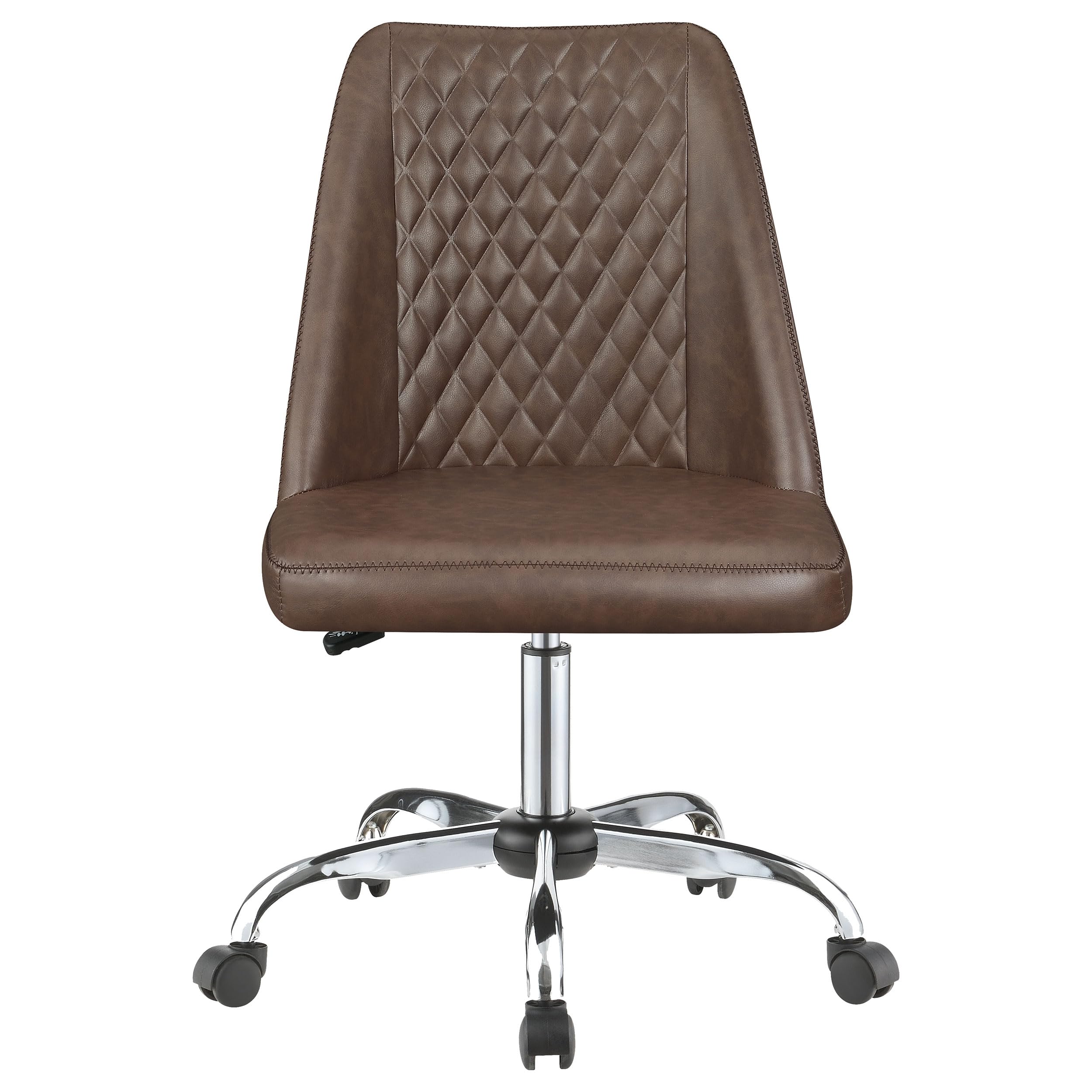 Coaster Home Furnishings Althea Upholstered Adjustable Office Chair - Ergonomic Desk Chair with Lumbar Support, Brown - Perfect for Home Office, Gaming & Study