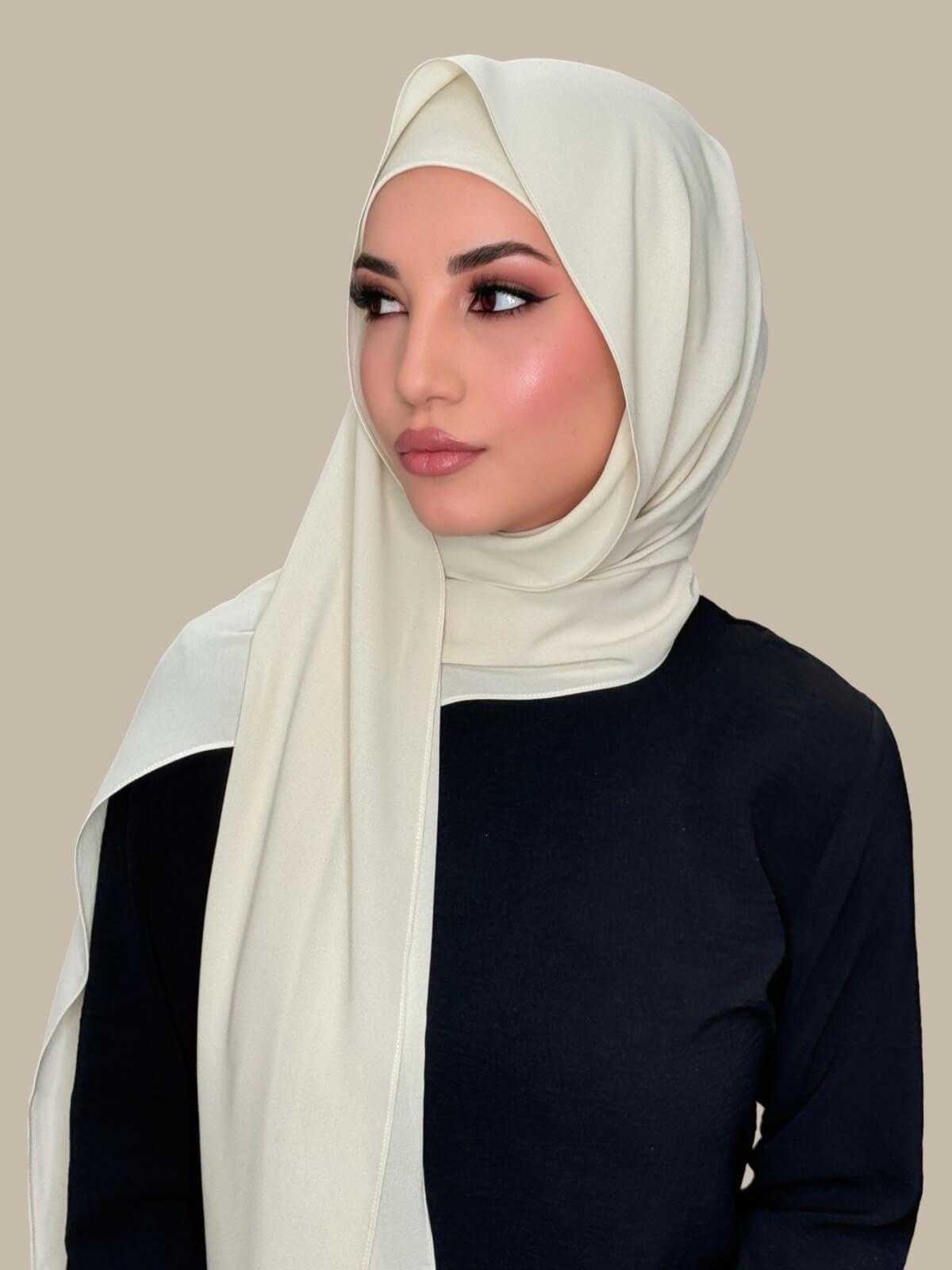 Royal Beige Chiffon Hijab Set - Elegant Matching Scarf & Underscarf for Women | Perfect for Prayer, Modest Fashion, and Special Occasions