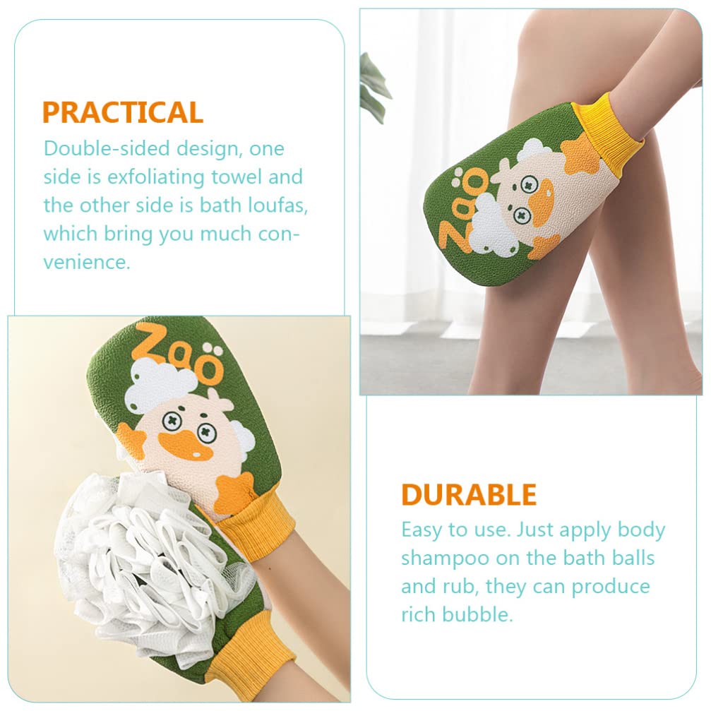 LALAFINA Exfoliating Bath Gloves for Dead Skin Removal - Soft Loofah Shower Gloves for Body Scrub & Spa - Cute Fiber Massage Wash Towel for Women & Men - Perfect for Home Spa, Dry Skin Care & Relaxing Shower Routine