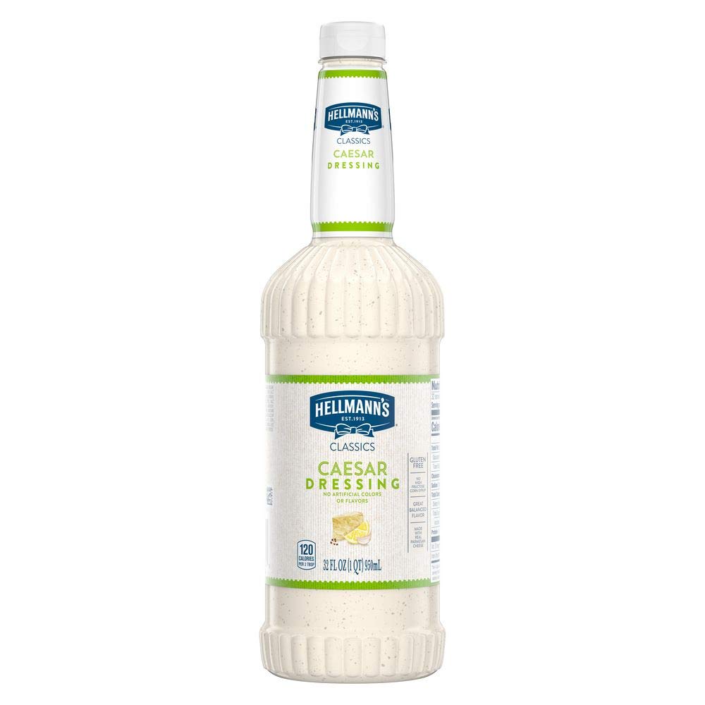 Hellmann's Classic Caesar Salad Dressing - Gluten Free, No Artificial Flavors or Colors, 32 Fl Oz (Pack of 6) | Perfect for Salads, Sandwiches, and Meal Prep | Healthy & Natural Ingredients