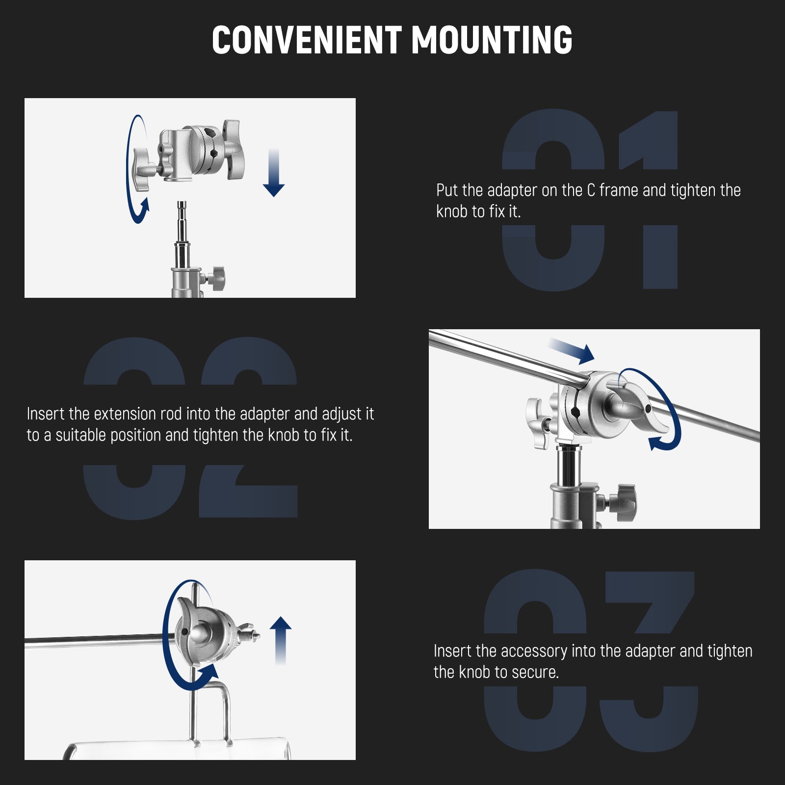 NEEWER 360° Swivel Head Mounting Adapter for Camera, Smartphone & Action Cam - Perfect for Vlogging, Live Streaming & Photography