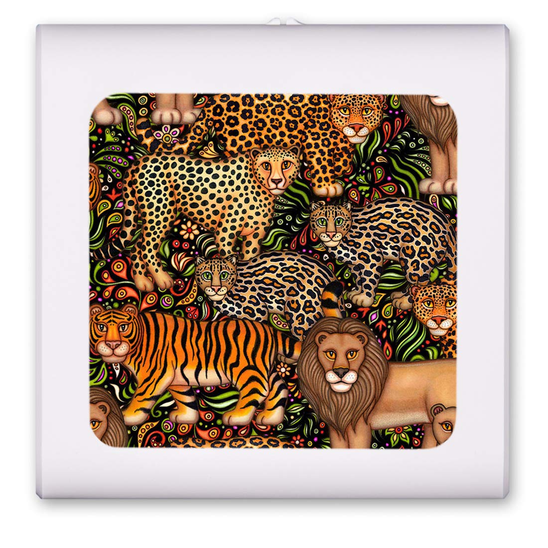 Dimmable LED Night Light with Auto On/Off Sensor - Adjustable Warm Light for Bathroom, Hallway, Nursery & Bedroom - Big Cats Design by Dan Morris - Perfect for Nighttime Safety and Comfort