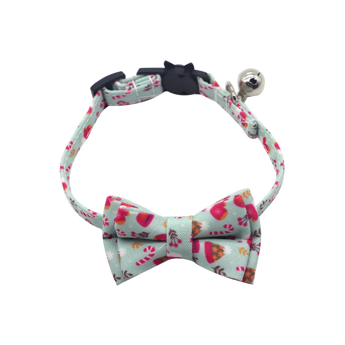 Adjustable Christmas Cat Collar with Breakaway Safety & Bell - Festive Pet Bow Tie Accessories for Cats & Small Dogs (Beige) | Perfect for Holiday Photos & Gifts