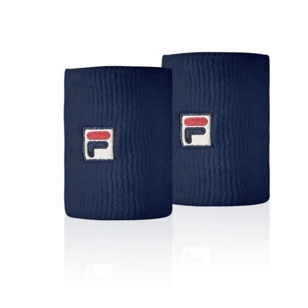 Fila Doublewide Solid Wristbands for Men & Women - Sweat Absorbent Sports Wristbands for Tennis, Basketball, Gym & Workout - Pack of 3 (Black)
