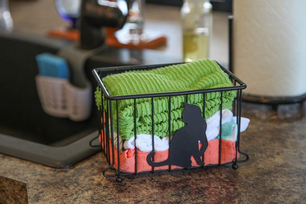 Lily's Home Medium Wire Storage Basket for Cat Lovers - Organize Kitchen, Pantry, Cabinet, Bathroom & Office | Perfect for Pet Supplies, Toiletries & Home Decor