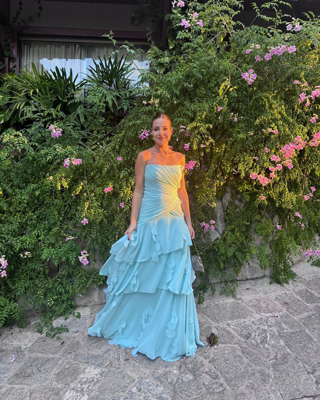 Elegant Blue Strapless A-Line Ruffle Long Prom Dress for Formal Party & Evening Gown J4123 | Perfect for Homecoming, Prom Night, Wedding Guest & Special Occasions