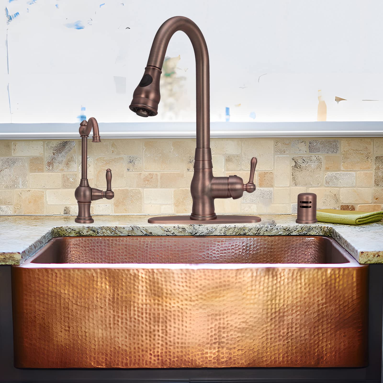 Akicon Antique Bronze Brass Kitchen Faucet for RO & Filtration Systems - Cold Water Only, Non-Air Gap Design - Perfect for Modern & Farmhouse Style Kitchens
