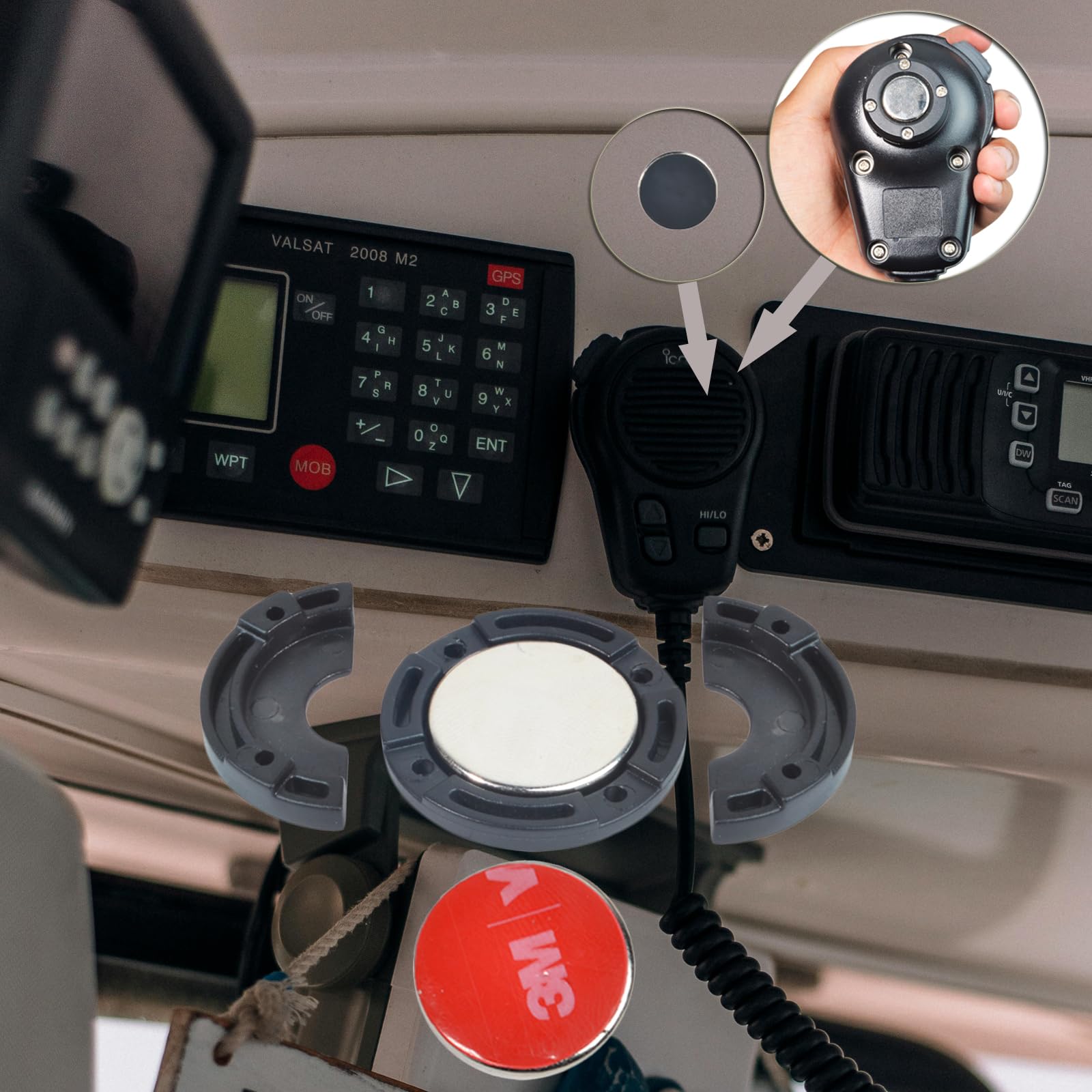 HYS Magnetic Microphone and Speaker Stand for CB/VHF/UHF Two-Way Radio Transceiver - 2 Pack Black - Perfect for Truckers, Ham Radio Operators & Emergency Communication
