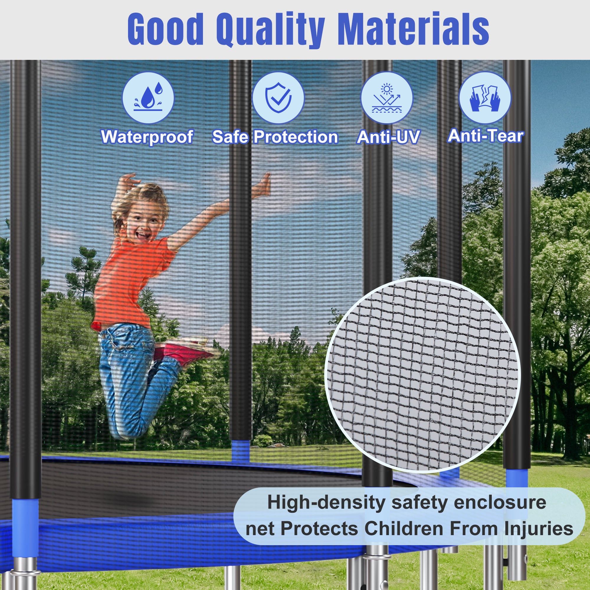 16FT Kids Trampoline with Safety Enclosure Net, Basketball Hoop & Ladder - Easy Assembly Outdoor Round Trampoline for Backyard Fun & Exercise