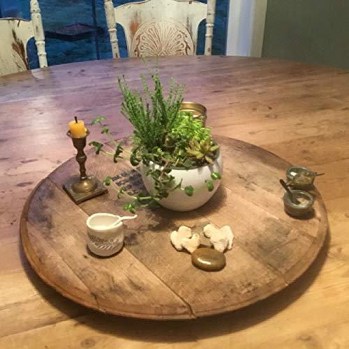 Authentic Bourbon Barrel Head - Distillery Stamped, Upcycled by WhiskeyMade - Perfect for Home Bar Decor & Whiskey Tasting Events - Made in USA (Lazy Susan Included)