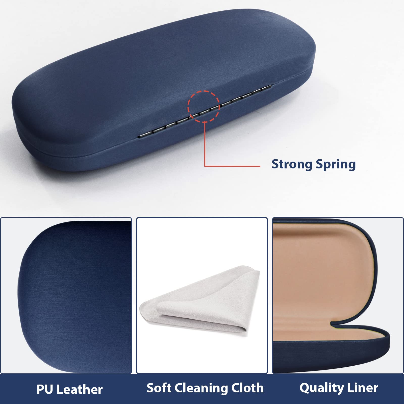 Premium Hard Shell PU Leather Eyeglass Case for Glasses & Sunglasses - Durable Protective Storage for Travel, Home, and Office Use
