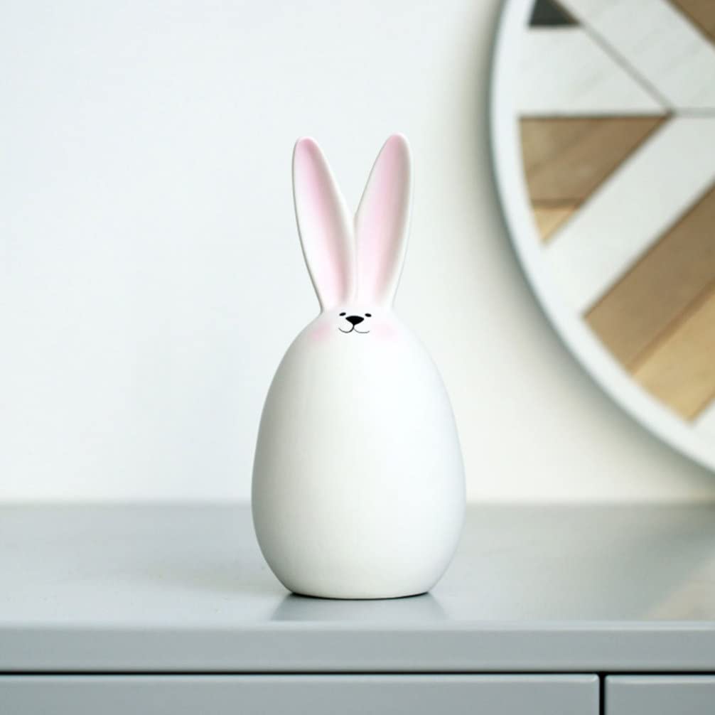 BESPORTBLE Pink Ceramic Bunny Figurine - Handcrafted Porcelain Easter Rabbit Statue, Collectible Home Decor Sculpture for Easter, Desktop, Office & Shelf Display - Perfect for Spring Decorations, Gift Giving & Holiday Table Centerpieces