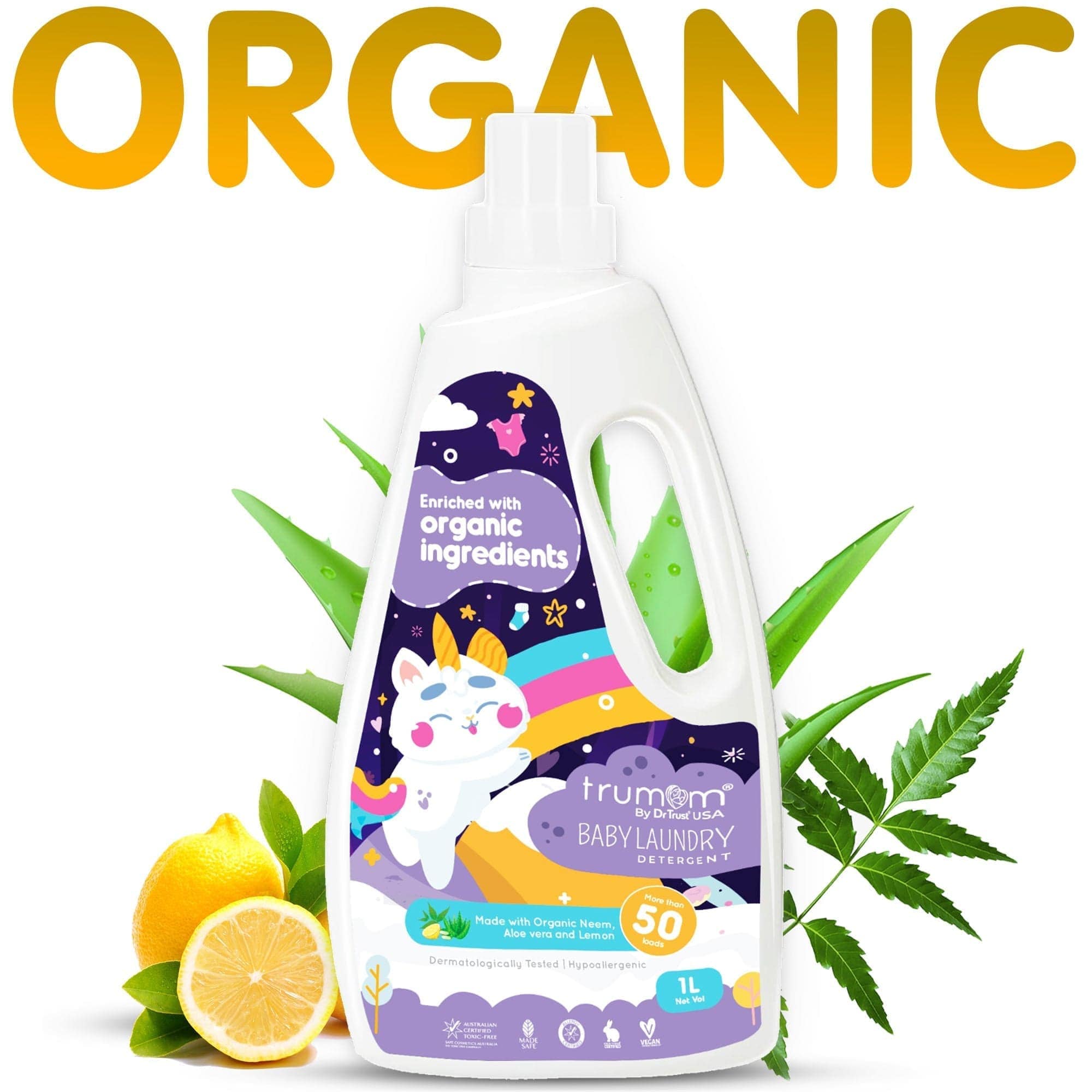 Trumom USA Organic Laundry Detergent - 1 Liter (33.8 Fl Oz) | Plant-Based, Eco-Friendly & Hypoallergenic | Safe for Babies & Sensitive Skin | Expires May 2025 | Perfect for Family Laundry & Delicate Fabrics