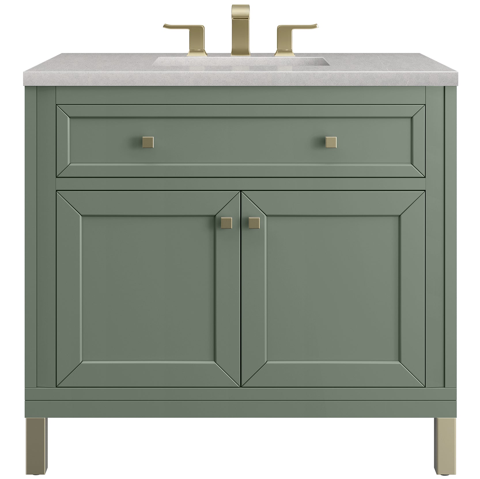 James Martin Vanities Chicago Collection 36 Inch Single Bathroom Vanity in Smokey Celadon with Countertop Options - Modern Farmhouse Style for Small Bathrooms & Powder Rooms