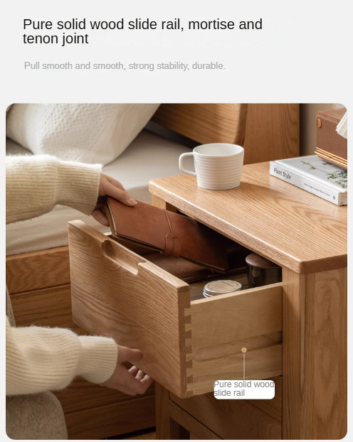 Solid Oak Wood Nightstand with Drawer - Rustic Bedside Table for Bedroom, Living Room & Office - Durable & Stylish Furniture for Home Decor