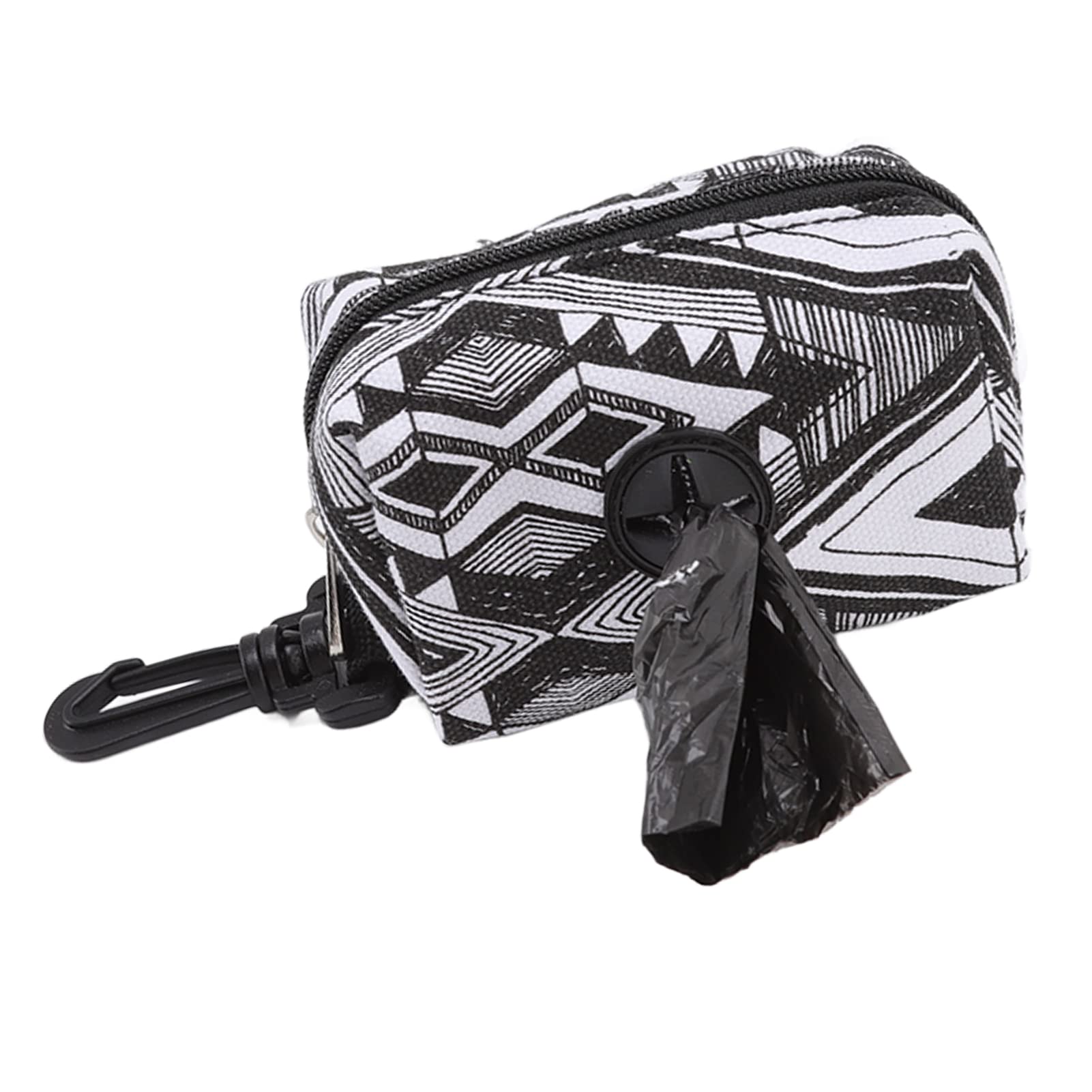 Eulbevoli Dog Poop Bag Holder - Durable Canvas Dispenser with Buckle, Portable & Lightweight for Easy Dog Waste Cleanup (Black/White) - Perfect for Walking, Hiking, and Outdoor Adventures with Your Pet