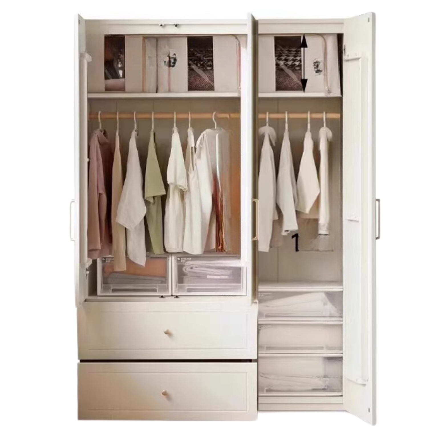 53.1x23.2x78.7 inch / 135x59x200 cm / Warm White / Wardrobe drawer