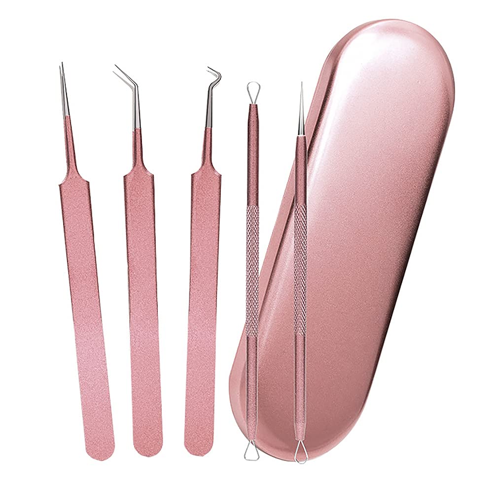 Professional Blackhead Remover Kit - Acne Pimple Popper Tool Set for Blackheads & Whitehead Extraction with Portable Metal Case - Perfect for Home Skincare & Travel Use