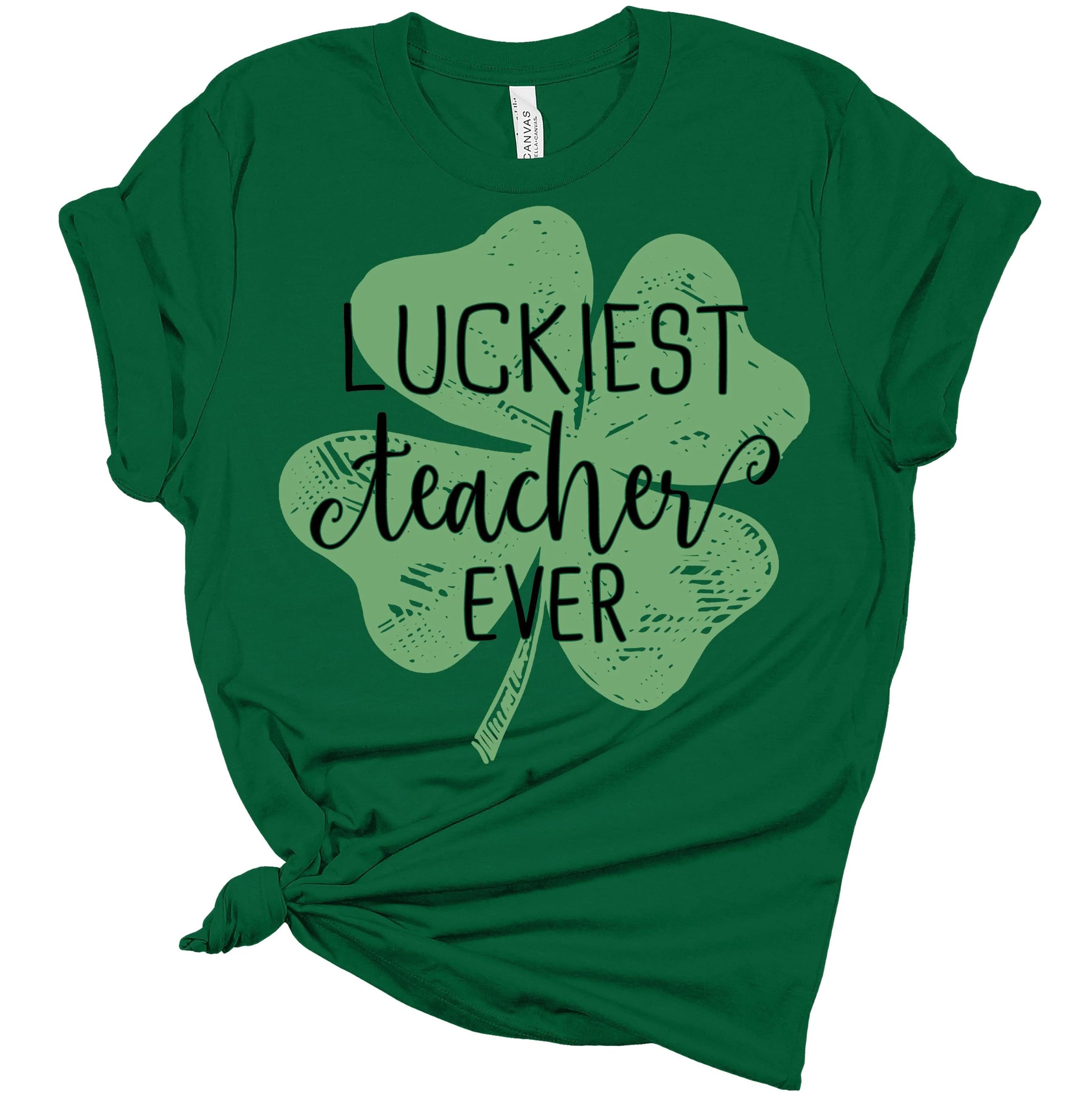 Luckiest Teacher Ever Four Leaf Clover St. Patrick's Day T-Shirt - Perfect Gift for Educators & St. Patrick's Day Celebration