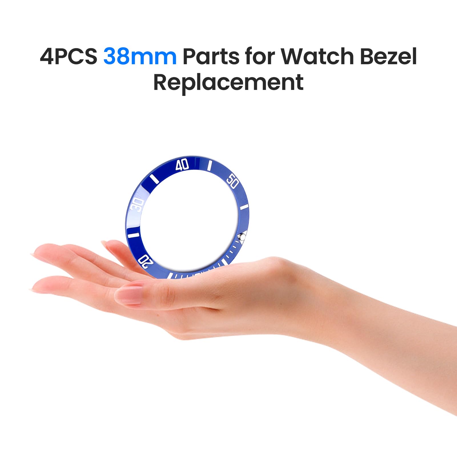4PCS Ceramic Watch Bezel Insert Ring Replacement - High Quality Watch Bezel Upgrade for Rolex, Seiko & Dive Watches - Perfect for Watch Repair, Customization & Bezel Replacement (Diving, Sports & Everyday Use)