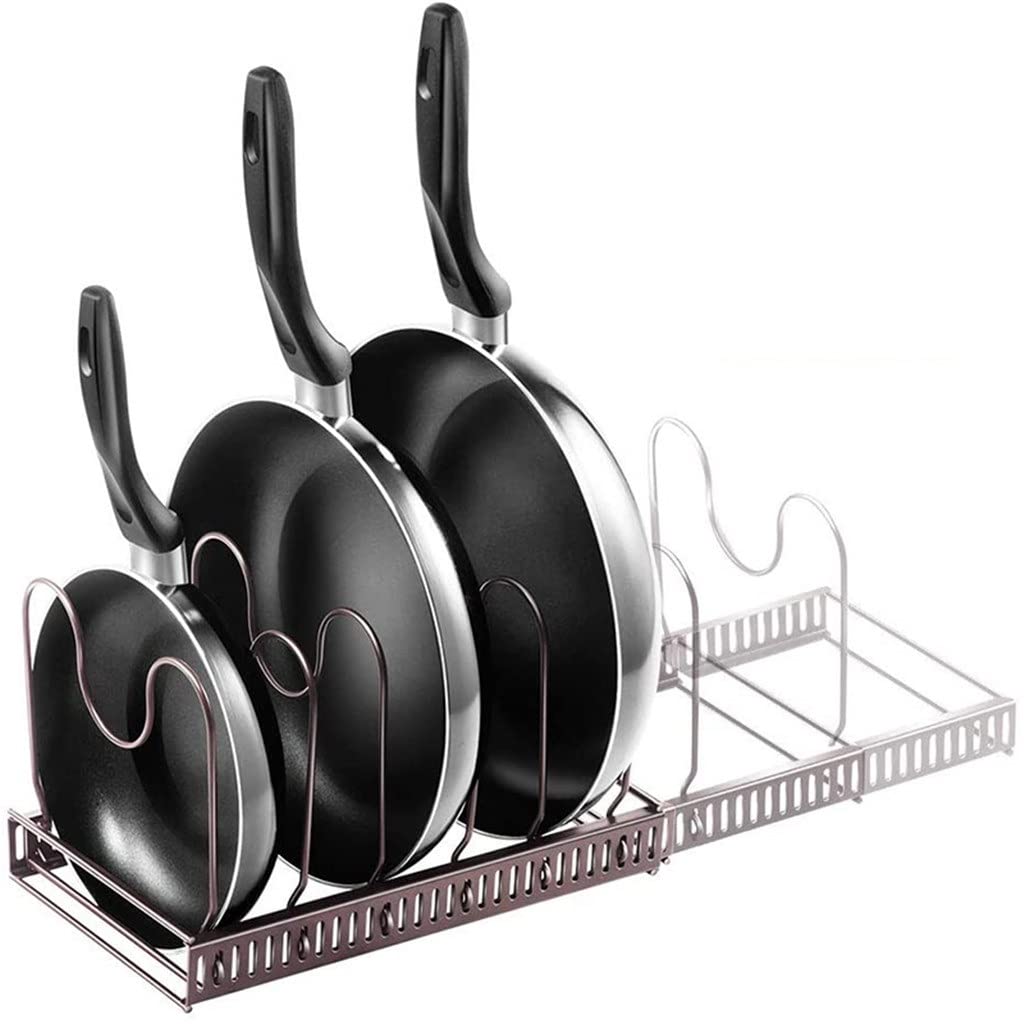 Expandable 7-Tier Pan and Pot Lid Organizer Rack - Space Saving Kitchen Cabinet & Countertop Storage for Bakeware, Cookware Lids - Perfect for Small Kitchens, Pantries, and RV Cooking Spaces