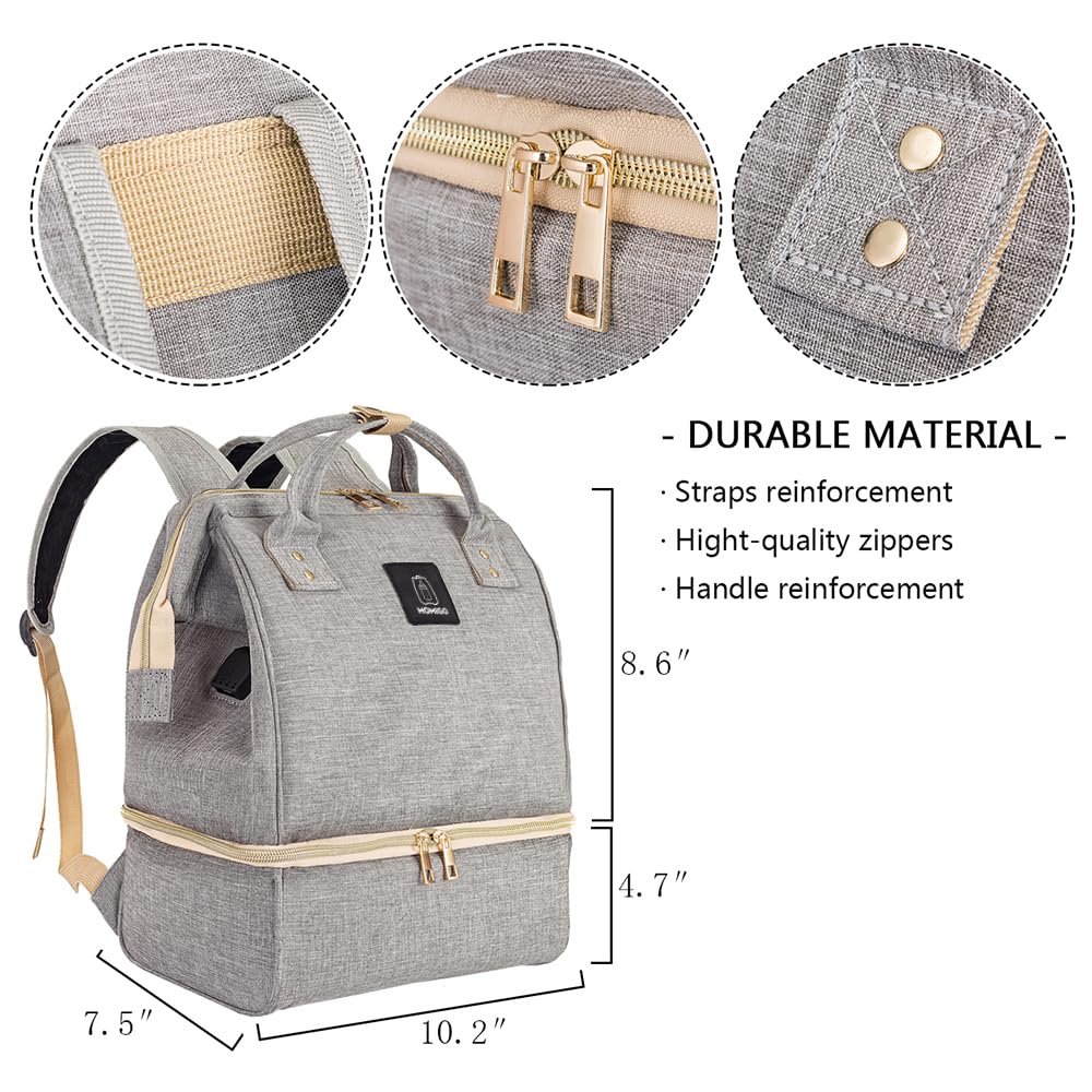 Breast Pump Backpack with Cooler & Moistureproof Double Layer - Large Grey Nursing Bag for Breastfeeding Moms, USB Charging Port - Perfect for Work, Travel & Outdoor Pumping