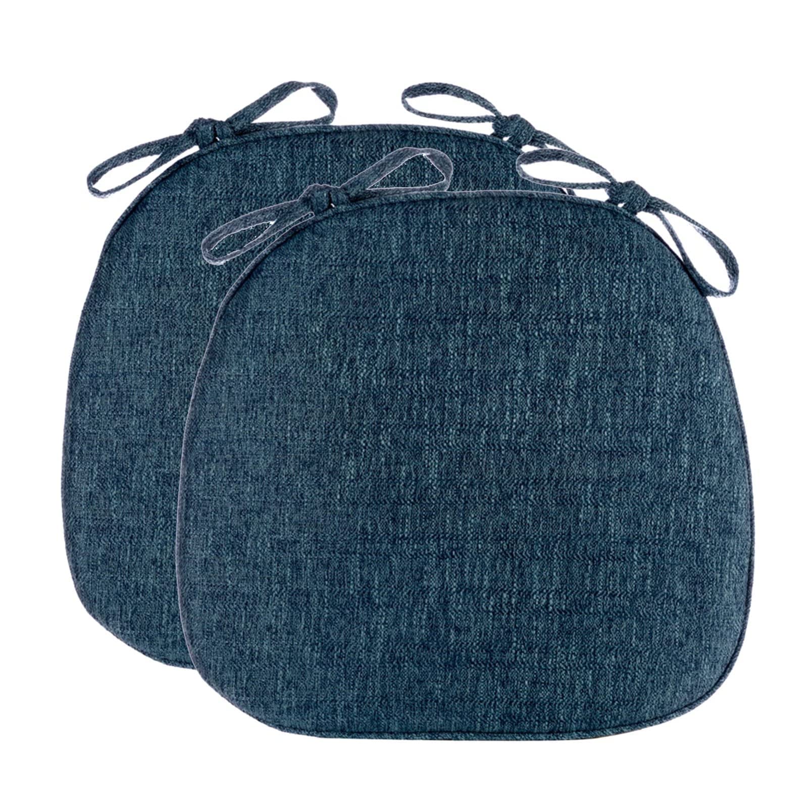 Set of 2 Lace-up Dining Chair Cushions - Anti-Slip, Non-Deformable Kitchen Chair Pads - Vibrant Blue Home Decor Cushions for Comfortable Seating | Perfect for Kitchen, Dining Room & Breakfast Nook