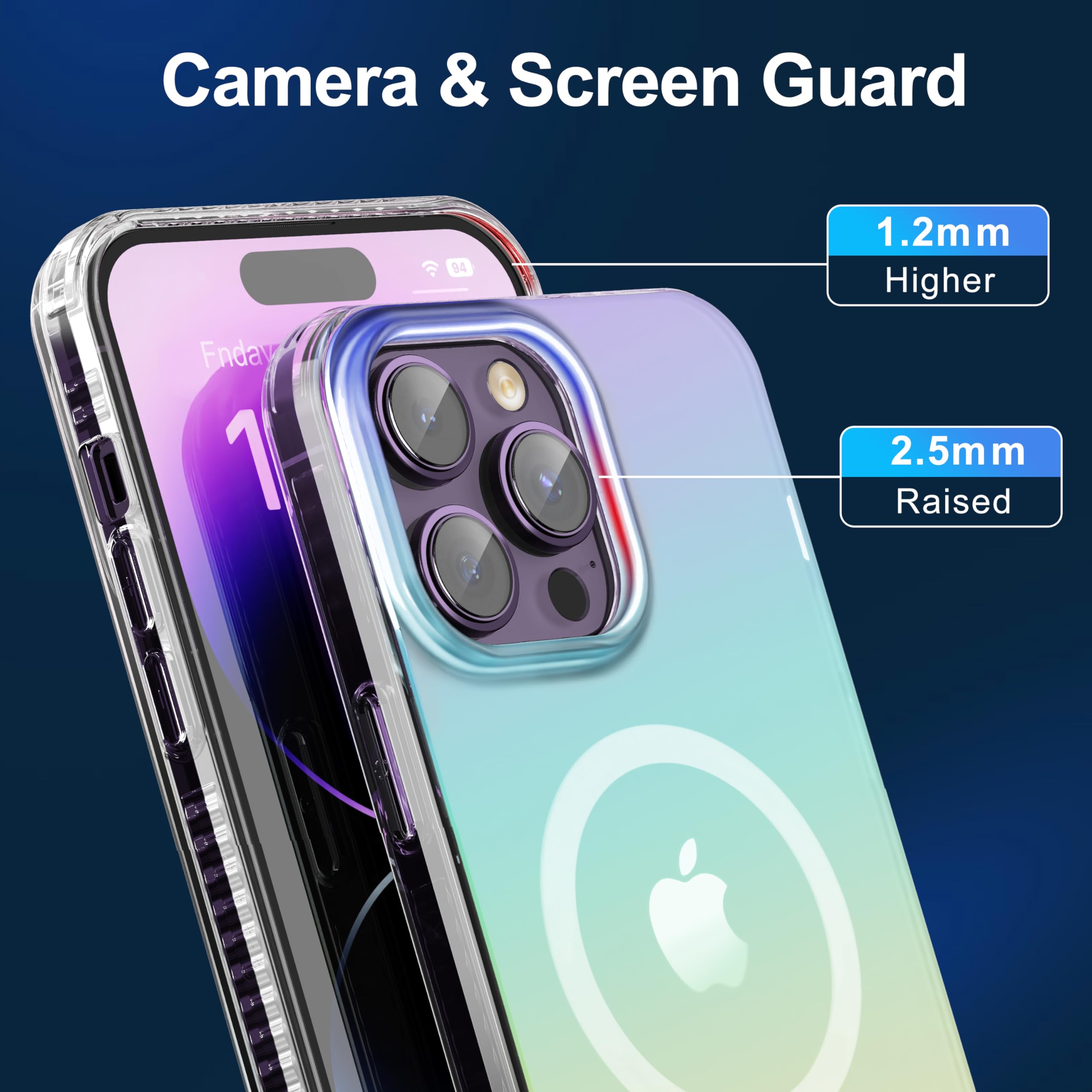 **Magnetic Iridescent Clear iPhone 15 Pro Case | MagSafe Compatible | Military-Grade Shockproof Protection | Slim & Durable Cover for Men & Women | Perfect for Everyday Use & Outdoor Activities**