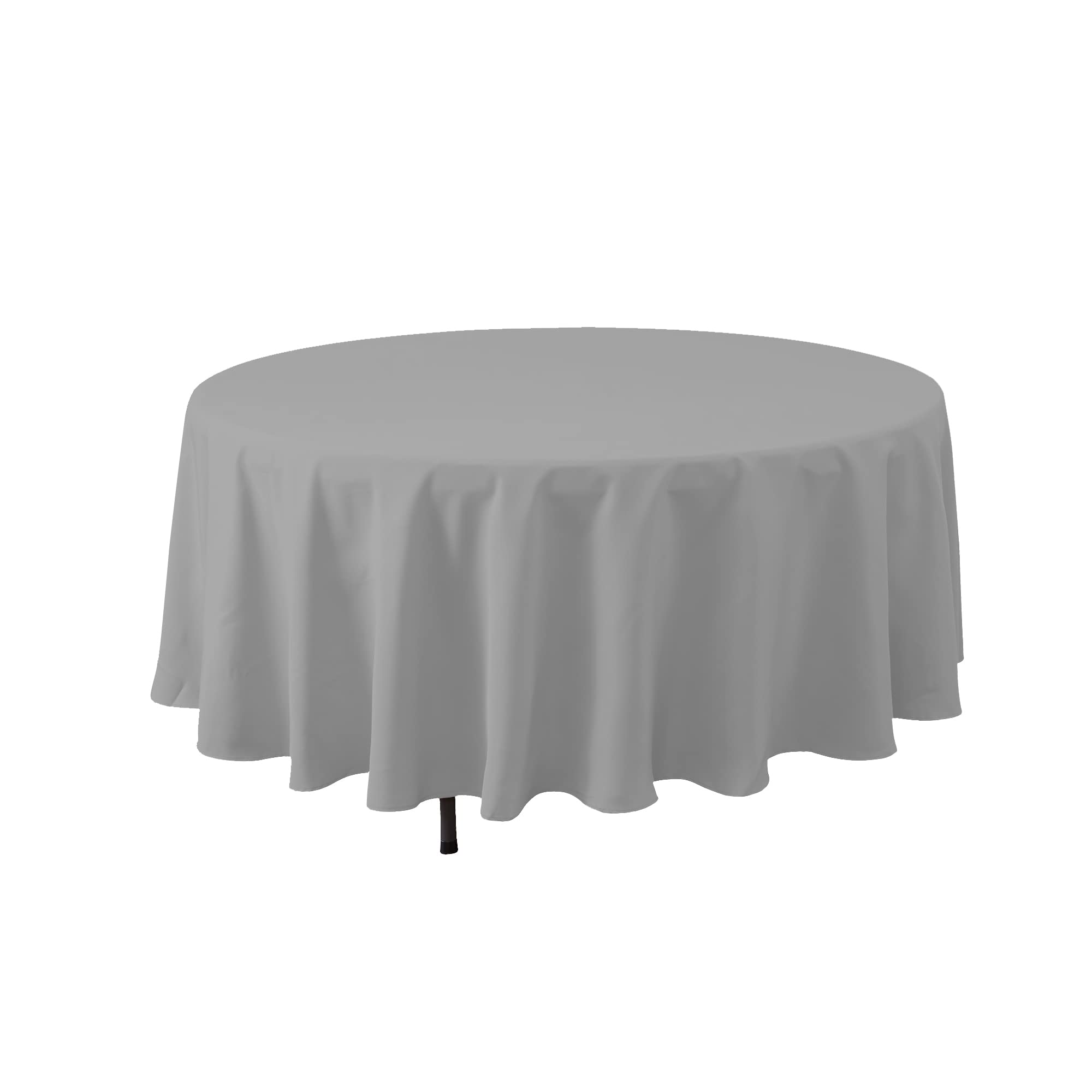 Simply Elegant 120 Inch Round Premium Polyester Tablecloth - Washable Table Cover for Birthday Party, Wedding Reception, Home Decor (Silver) | Perfect for Dining Tables, Buffets, and Special Events
