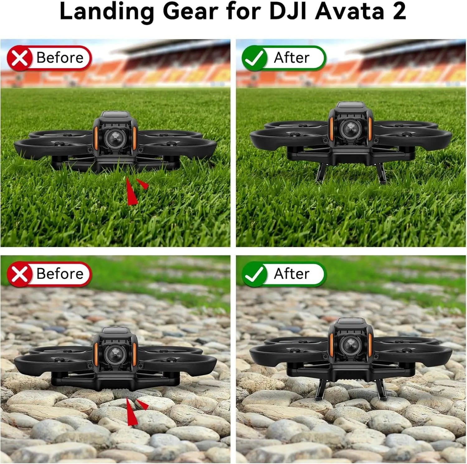 DJI Avata 2 Landing Gear - Foldable Extended Landing Legs Protector Kit for DJI AVATA 2 Drone Accessories | Enhanced Stability for Outdoor & Indoor Flying | Perfect for Aerial Photography & FPV Racing