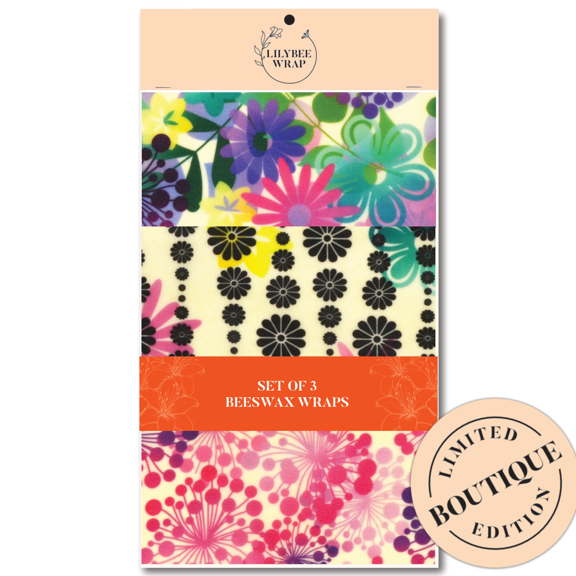 Eco-Friendly Beeswax Food Wraps Set of 3 - Reusable & Sustainable Alternative to Plastic Wrap for Fresh Food Storage | Perfect for Sandwiches, Fruits & Leftovers