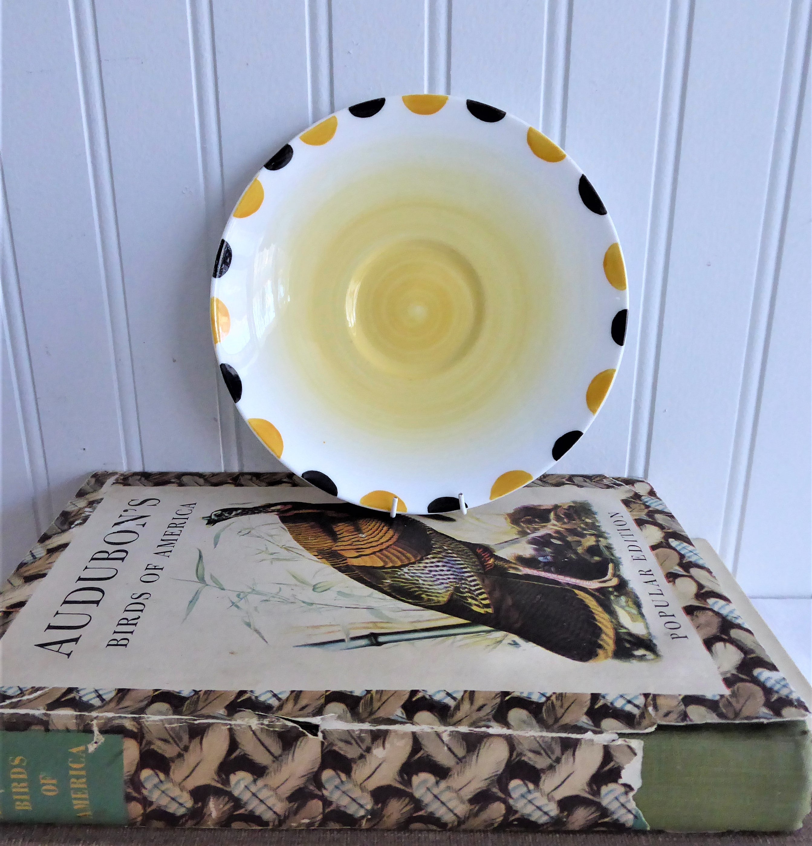 Vintage Shelley Art Deco Saucer - Yellow with Black Dots Pattern (1930s Regent Collection) - Perfect for Tea Time & Antique Collectors