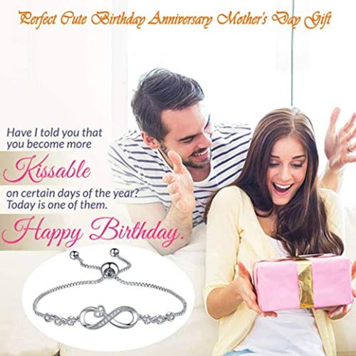 2pcs Infinity Symbol Charm Bracelet - Adjustable Stainless Steel Jewelry for Women, Friendship Gift for Her, Perfect for Valentine's Day, Anniversary & Everyday Wear