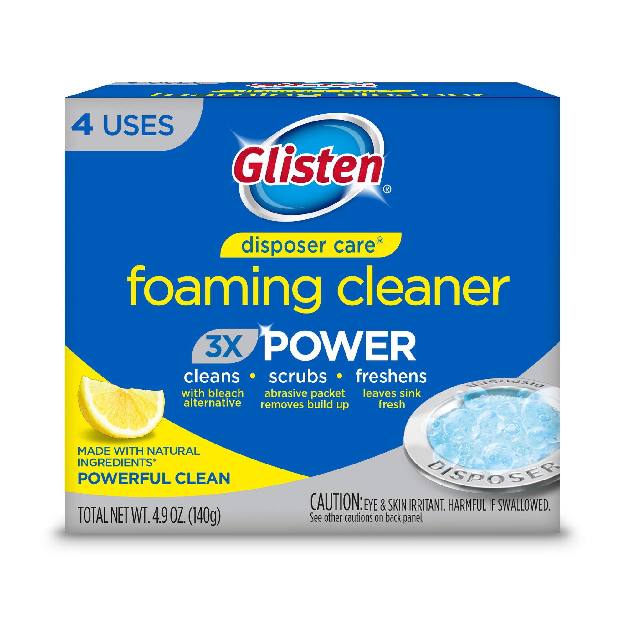 Glisten DP20B Foaming Garbage Disposal Cleaner - 20 Pack (20 Uses) - Powerful Lemon Scented Disposer Cleaner for Complete Kitchen Sink Cleaning - 24.5 oz - Ideal for Removing Odors and Maintaining Fresh Drains in Homes & Restaurants