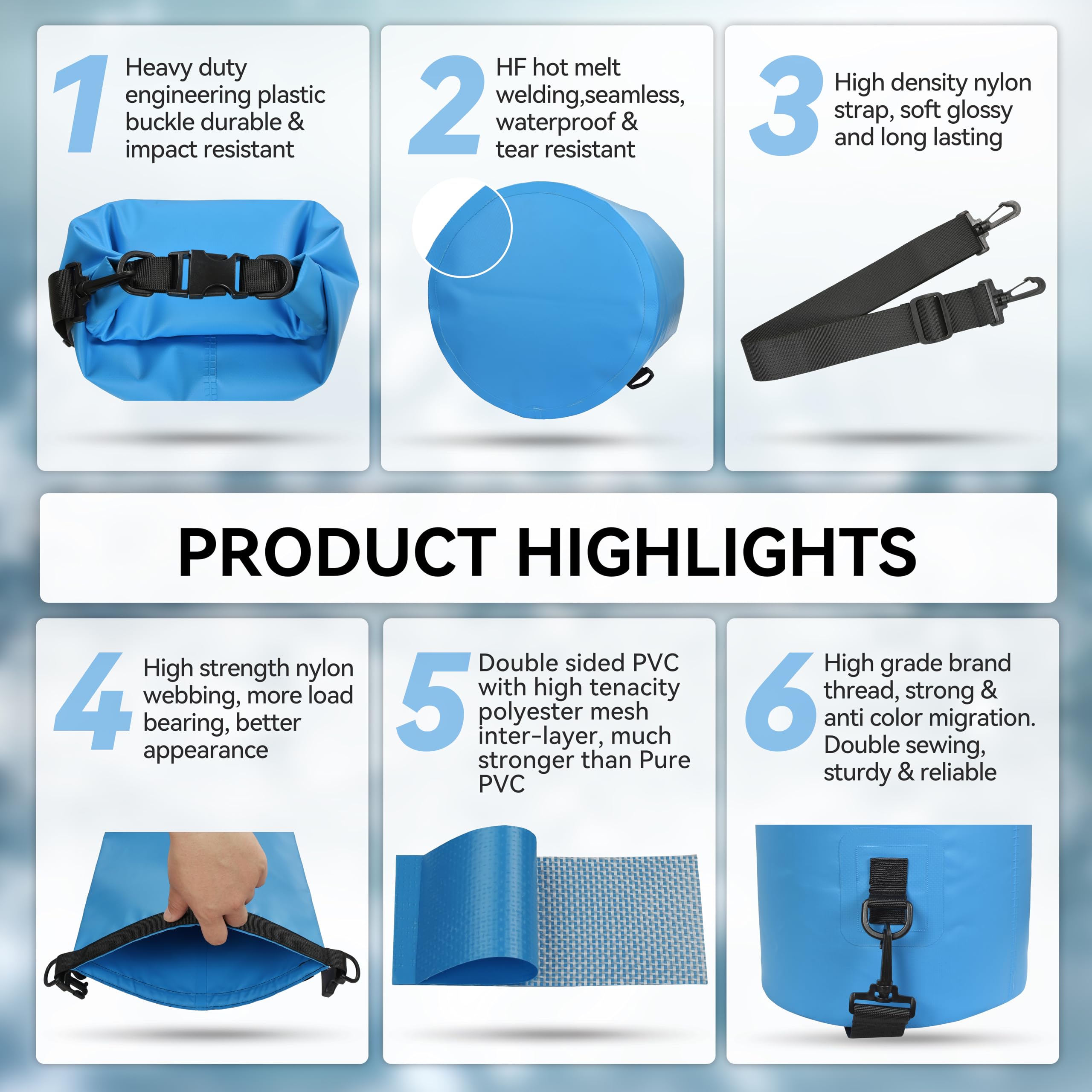 Waterproof Dry Bag Backpack 5L 10L 20L 30L 40L - Floating Roll Top Sack for Kayaking, Rafting, Boating, Swimming, Camping, Hiking, Beach & Fishing - Keeps Gear Dry in Any Water Adventure